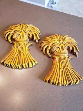 Vintage Pair Of Sexton Wheat Plaques